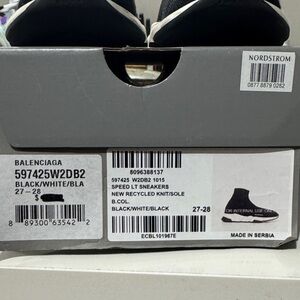 Balenciaga Black and White Speed LT Sneakers